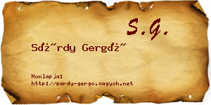 Sárdy Gergő névjegykártya